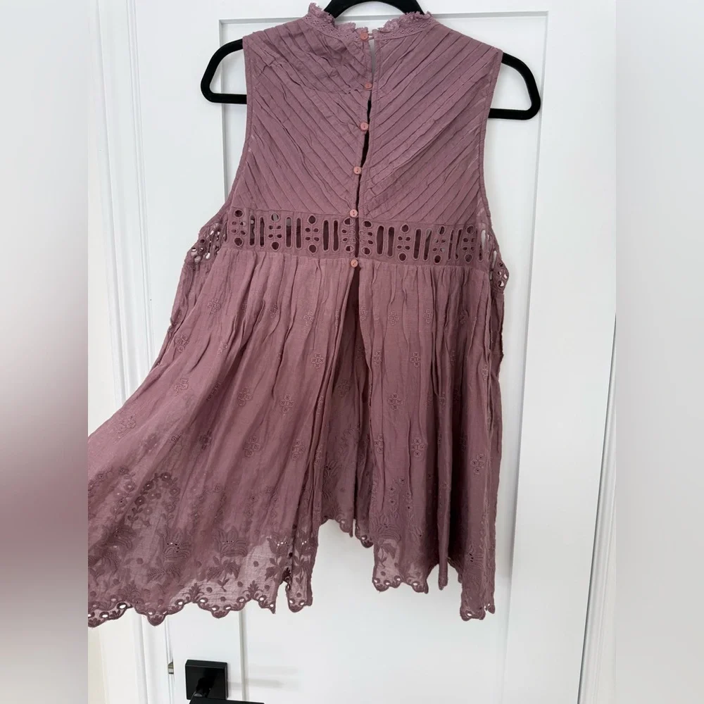 Free People FP One Eloise Crochet Lace Sleeveless Top Lavender Boho NWT L - Picture 3 of 5